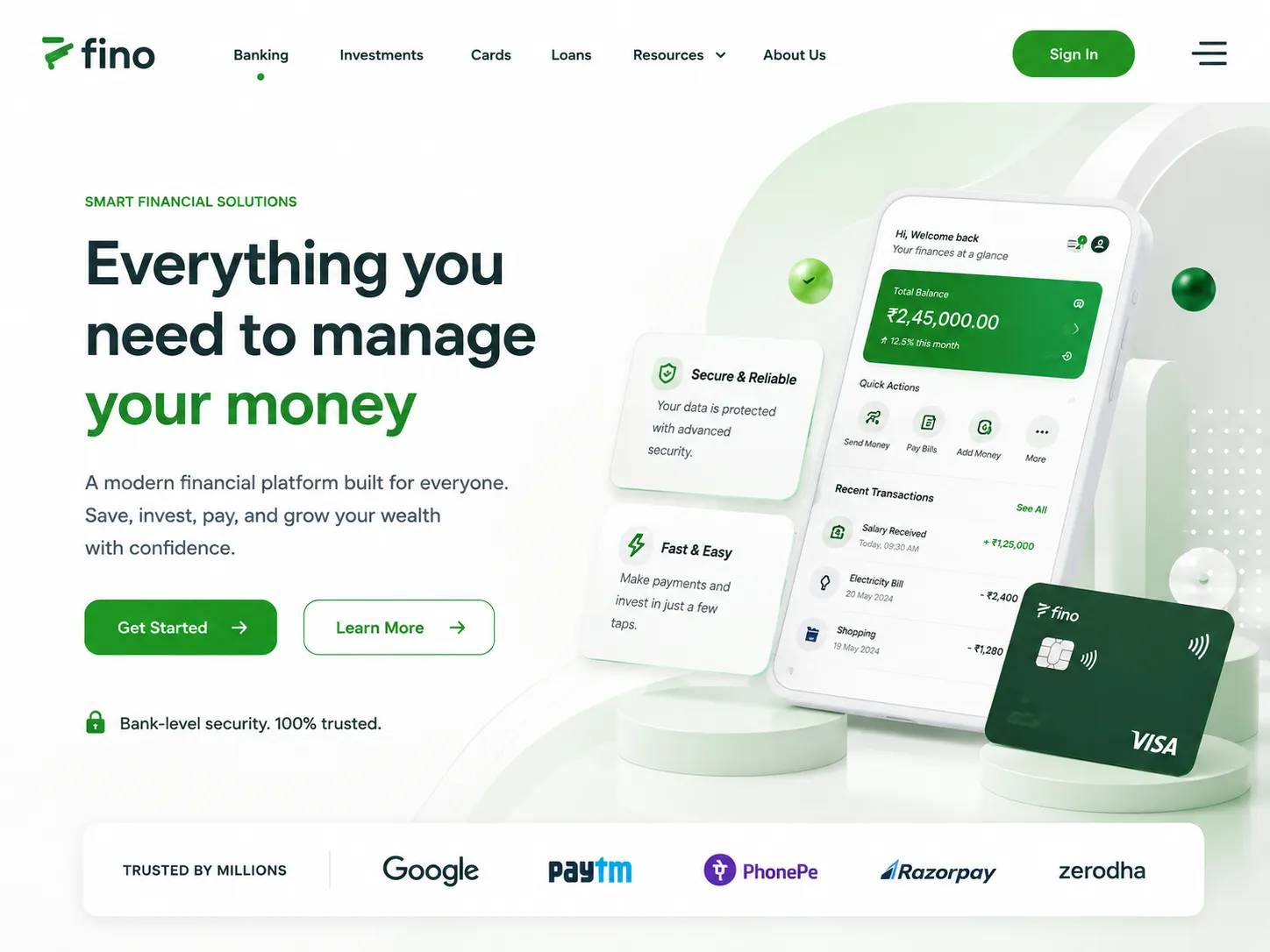 Financial Services & Fintech technology platform interface